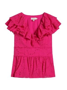 TED BAKER Women’s Mazieh broderie peplum top🌺🌺